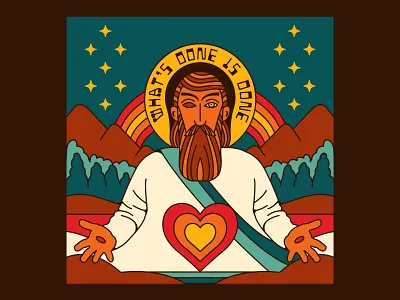 What's Done is Done album art album cover flat gospel hippie illustration jesus music outdoors psychedelic retro