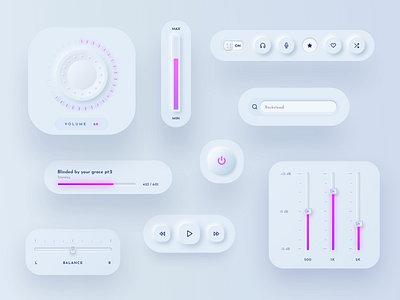 Neumorphic UI elements equalizer music music player neumorphic neumorphism new new skeumorphism player sketch soft ui ui