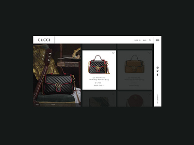 Gucci product page design design gucci product page typogaphy ui ux ui webdesign