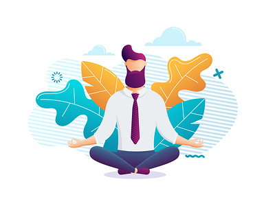 Yoga. Flat adobe colorful design flat illustrator man modern relax yoga