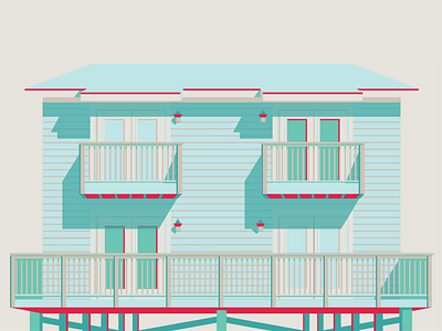 Gulf Shores Turquoise House adobe illustrator alabama alabama beach house alabama beach house alabama gulf shores architecture illustration beach house colour palette colour scheme cottage illustration design illustration digital illustration digitalart exterior architecture exterior design flatillustration gulf shores home illustration house illustration turquoise and red