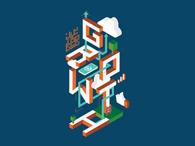 Growth Team design fun illustration illustration art illustrator iso isometric isometric art isometric design isometric illustration orange type vector