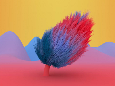 Hair Tree 3d c4d cinema4d colorful hair landscape octane render tree