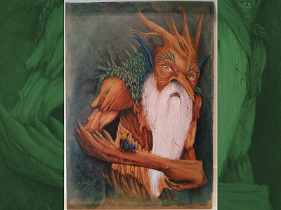 Ent and his friend acrylic acrylic paint fantasy illustration il·lustracio pencil art watercolor