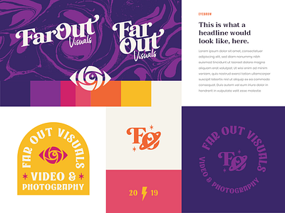 FarOut Visuals Brand assets brand brand design brand identity branding eye eyeball far out farout freelancer groovy logo logos photography retro space serif space star videography visuals wordmark