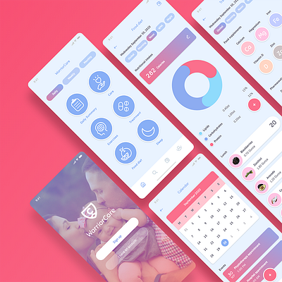 Healthcare App Template adobexd colorful design design app free free for commercial use freebie freebies healthcare inspiration interface iphone mobile app mobile ui mockup screens template userinterface warriorcare