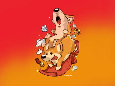 Dogs of Queen corgi cute dog dogs illustration queen vector art