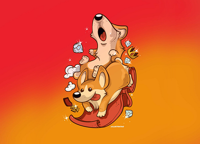 Dogs of Queen corgi cute dog dogs illustration queen vector art