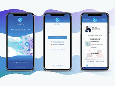 iOS app for personal development, meditation and enlightment app design concept mockups prototype ux ui