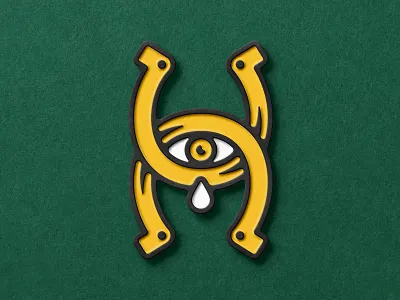 Lonesome Cowboy cowboy crying enamel pin horseshoe illustration