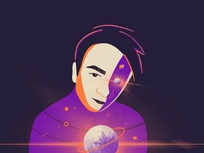 Space inside design illustration social media twitch web
