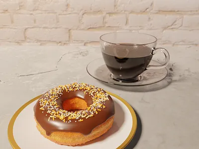 Donut + Coffee 3d 3ddesign blender blender3d blender3dart coffee coffee cup donut