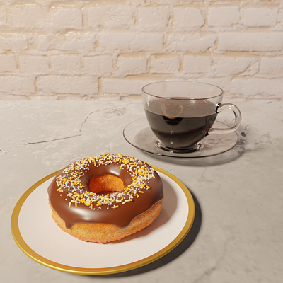 Donut + Coffee 3d 3ddesign blender blender3d blender3dart coffee coffee cup donut