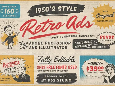 1950s Retro Style Ad Templates ads branding design download graphics graphic design graphicdesign graphics illustration illustrations photoshop retro retro design vector art vector graphics vector illustrations vintage vintage ads vintage graphics vintage illustrations vintage templates