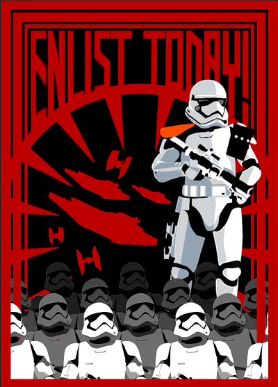 Enlistment Poster advertisement blue dark empire enlist enlistment first flyer galactic galaxy order poster recruit recruitment red side star stormtroopers troopers wars