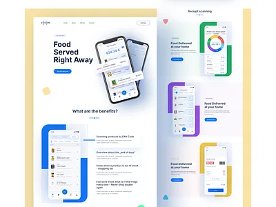 App Landing Page android app landing page color delivery features food home ios landing page landingpage qr code receipt recipes scan typography ui ux web website