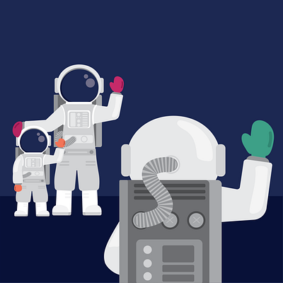 Rocketman astronaut astronauts cute family funny goodbye illustration rocketman space spaceman waving