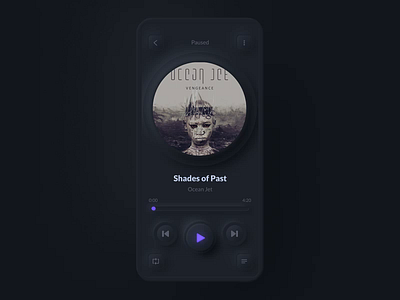 Neumorphic Music Player (dark mode) app concept dark dark app dark mode dark theme dark ui design interaction mobile music music app music player musical neumorph neumorphic neumorphism player ui ux