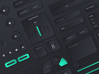 Neumorphic Dark UI Kit dark app dark mode dark theme dark ui neumorphic neumorphic app neumorphic ui kit neumorphism night mode web design