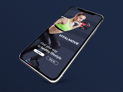 VitalMove - Login Screen brand brand design brand identity branding design fitness fitness app graphic graphicdesign healthy logo logotype phone typography ui uiux user experience userinterface ux