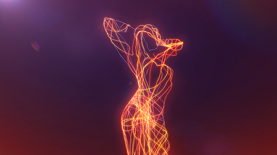 X-Particles experiment 3dcharacter cinema4d cinema4dart colors design glow gold identity lightning pose redshift trails trend2020 woman xparticles