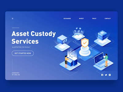 2.5d illustration for inVault — Asset Custody Services 2.5d animation banner blockchain finance financial illustration isometric motion ui video web web design website 张小哈