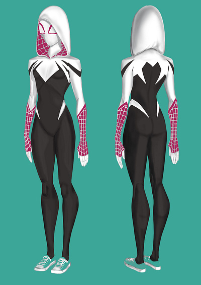 Gwen Stacy Concept Art - Spider-Man: Into the Spider-Verse 3d character modeling characterdesign concept art graphic design marvelfanart photoshop pohtoshop art ui