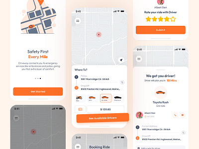 Driveway - Ride Hailing App android app design branding design illustration ios mobile app product design research riding app ui ui ux ux