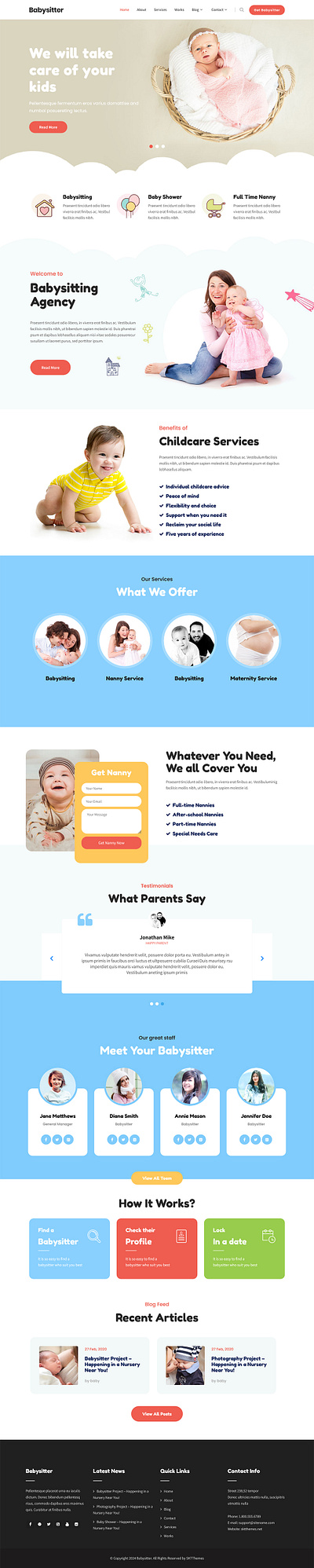 BabySitter Lite - Free Kids Store WordPress Theme babysitter branding design illustration kids kids book kids illustration kids shop website kids store kidsillustration kidswear theme design website builder wordpress design wordpress development wordpress template wordpress theme