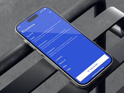 Navigation Drawer • Mobile App app application big blue button design drawer full header menu mobile modal navigation overlay screen sidebar ui ux web website