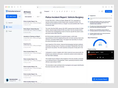 Police Narratives AI - Police case report Record Audio app design branding graphic design motion graphics product design saas ui ux web design