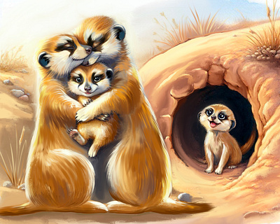 Children’s illustration about a little meerkat. cartoon character ill illustration toy