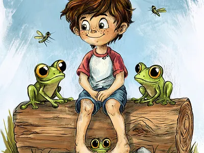 Children’s illustration about a boy and his two friends. cartoon character design ill illustration toy