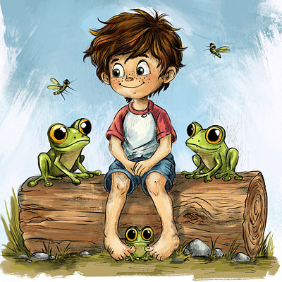 Children’s illustration about a boy and his two friends. cartoon character design ill illustration toy