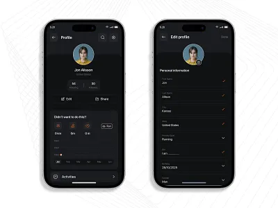 Fitness Tracking App activity tracker daily task app design edit pages exercise fitness app gym gym app health tracking jogging mobile mobile app design personal trainer profile pages running app tracking training uiux
