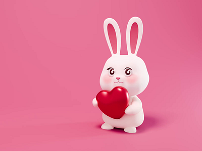 Cute Bunny 3d animation 3d 3d art 3d design 3d modeling animation blender bunny design gift graphic design happy heart love motion graphics romance valentine valentines day