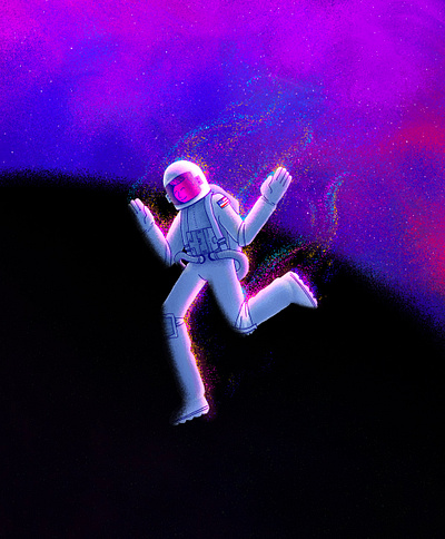 Into the Black Hole airbrush astronaut black hole digital dust illustration interstellar ipad neon noise paint pink planet procreate space space dust stars texture true grit texture supply truegrit