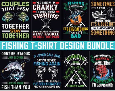 Fishing T-Shirt Design Bundle. design fish fisherman fishing fishingdesign tshirt tshirt design typography