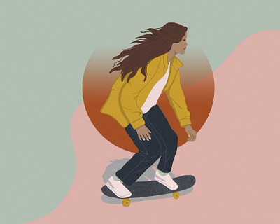 She was a skater grrl female character flat design photoshop procreate procreate art procreateapp skateboard skater skating