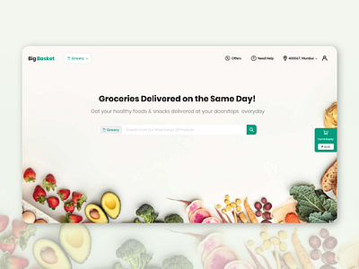 Big Basket Landing Page Revamp(Concept) adobexd branding colors design ecommerce design landing page ui uidesign uiux website design