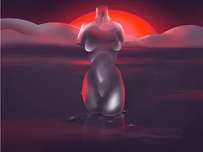 Sunset of nature art class illustration nature red save sunset woman