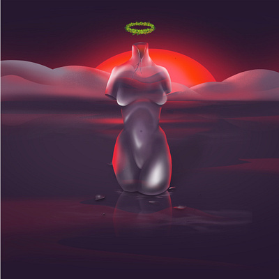 Sunset of nature art class illustration nature red save sunset woman