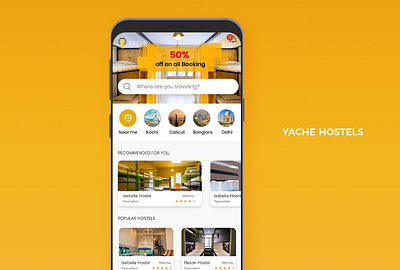 Yache - Hostel Booking adobe xd android android app android app design app application design hostel booking hotel booking hotel booking app ios ios app ios app design mobile app mobileapp ui ui ux uidesign uiux xd