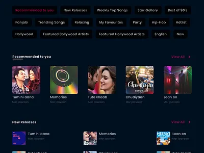 Music application application dark darkapp darktheme darkui dashboard design music musicapp musicapplication song tunes typography ui uiux