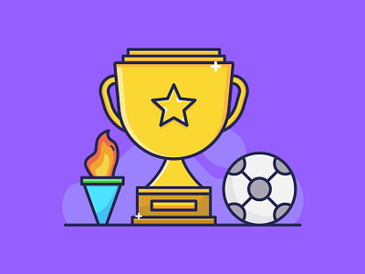 Footbal Trophy, Flame, and Ball ball icon design filled style flame flat style football icon iconography icons illustration stadium trophy vector