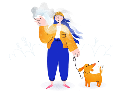 Walking the dog design designer ethworks illustration procreate vector web