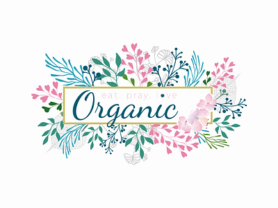 Floral frame with slogan banner branding design flat flora floral floral design floral frame florals flowers flyer frame illustration leaf leaves logo organic shutterstock vector vegan