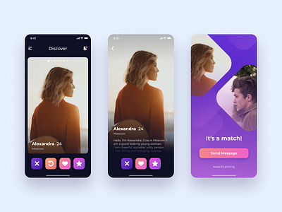 Dating App. Swipe & Match screens app branding dating ios match mobile profile social ui user