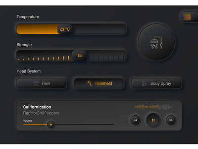 Shower touch panel UI design neuomorphism ui ui deisgn web design