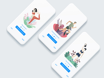 Fitness app get started app design draw fitness fitness app get started gym gym app illustration run running tracking ui yoga